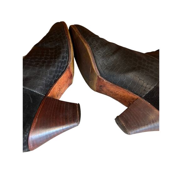 Vintage 80s GOLO Brand Snakeskin & Suede Heeled Boots Black 7.5 - Picture 8 of 13